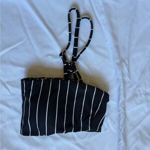 Billabong Black and White Striped Bikini Top